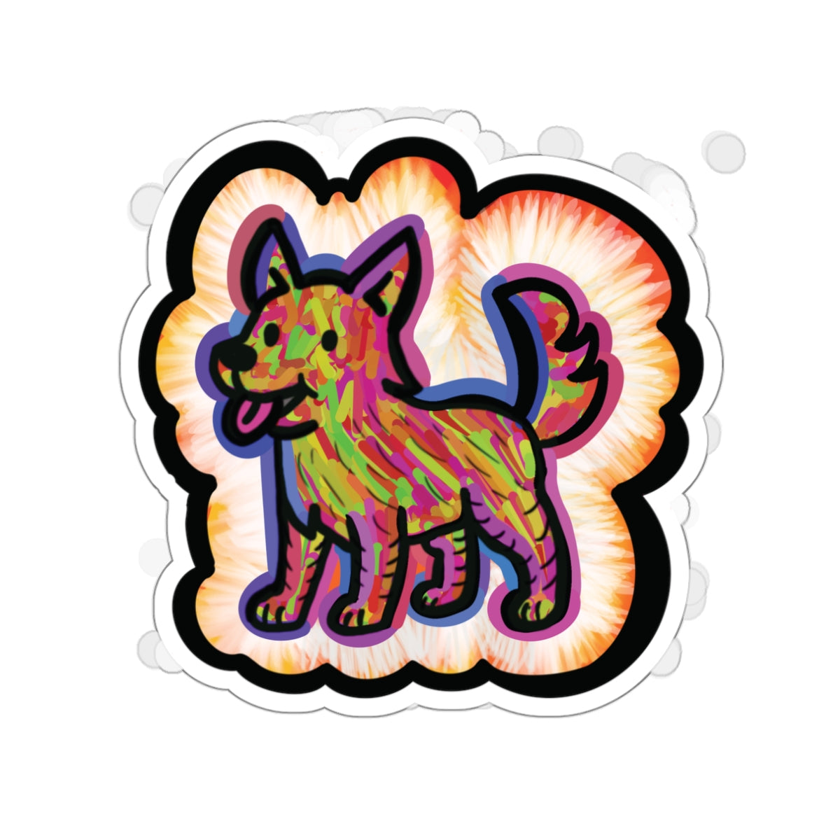 Heaven’s Best Friend, Zeus. Colorful Dog Stickers to celebrate the life or memorialize those fur babies who've taken a walk down rainbow road.