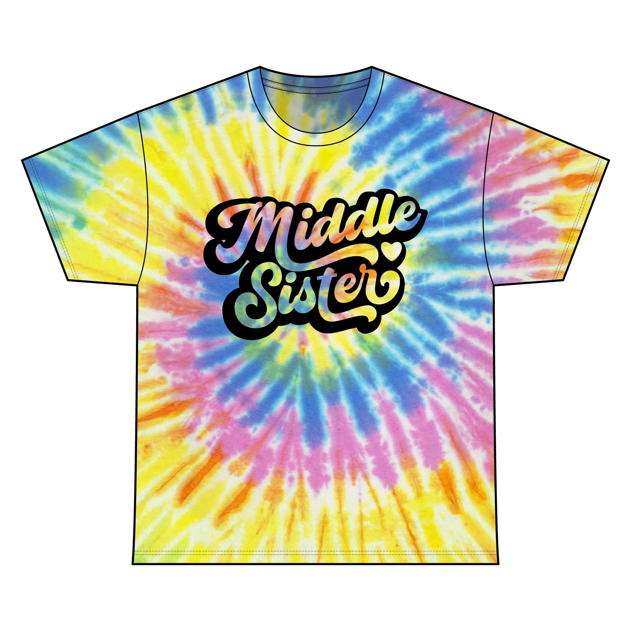 Navy Tie Dye Tee for Middle Sisters | Unisex Cotton Tee, Gift for Sister, Casual Wear, Summer Fashion, Family Reunion