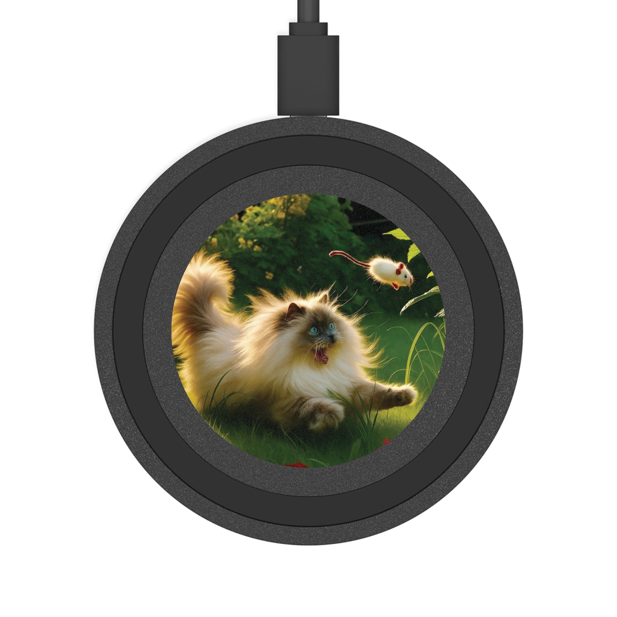 Quake Cat-Themed Wireless Charging Pad, Cute Gadget for Cat Lovers, Pet Accessory, Fun Home Décor, Animal Gifts, Unique Charging Station