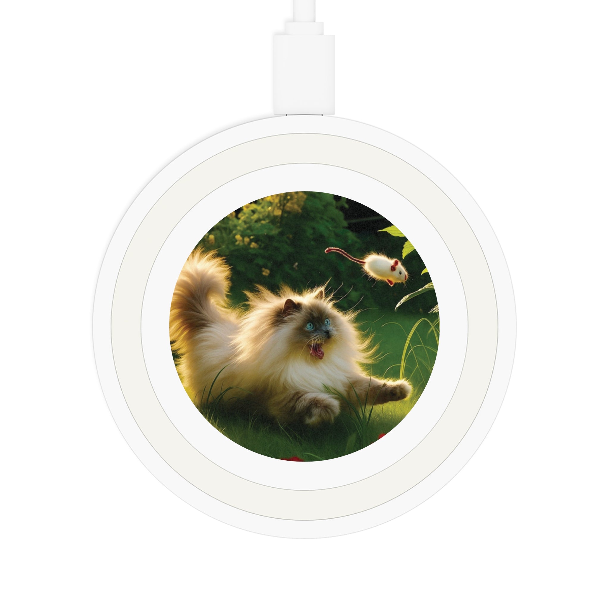 Quake Cat-Themed Wireless Charging Pad, Cute Gadget for Cat Lovers, Pet Accessory, Fun Home Décor, Animal Gifts, Unique Charging Station