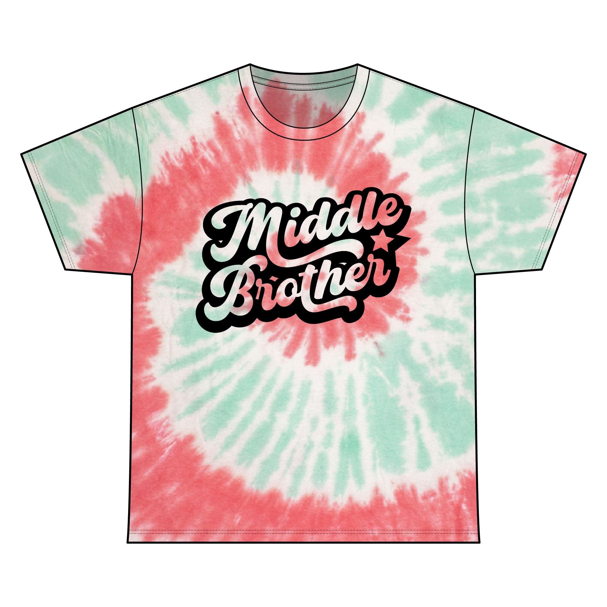 Middle Brother Tie Dye Tee, Unisex Cotton T-Shirt for Siblings, Birthday Gift, Casual Wear, Family Reunion, Customized Tie Dye