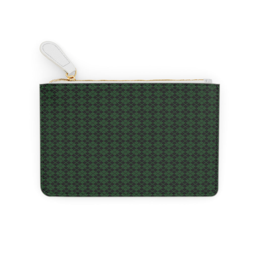Green Geometric Mini Clutch Bag Patterned Zip Pouch for Cards & Essentials
