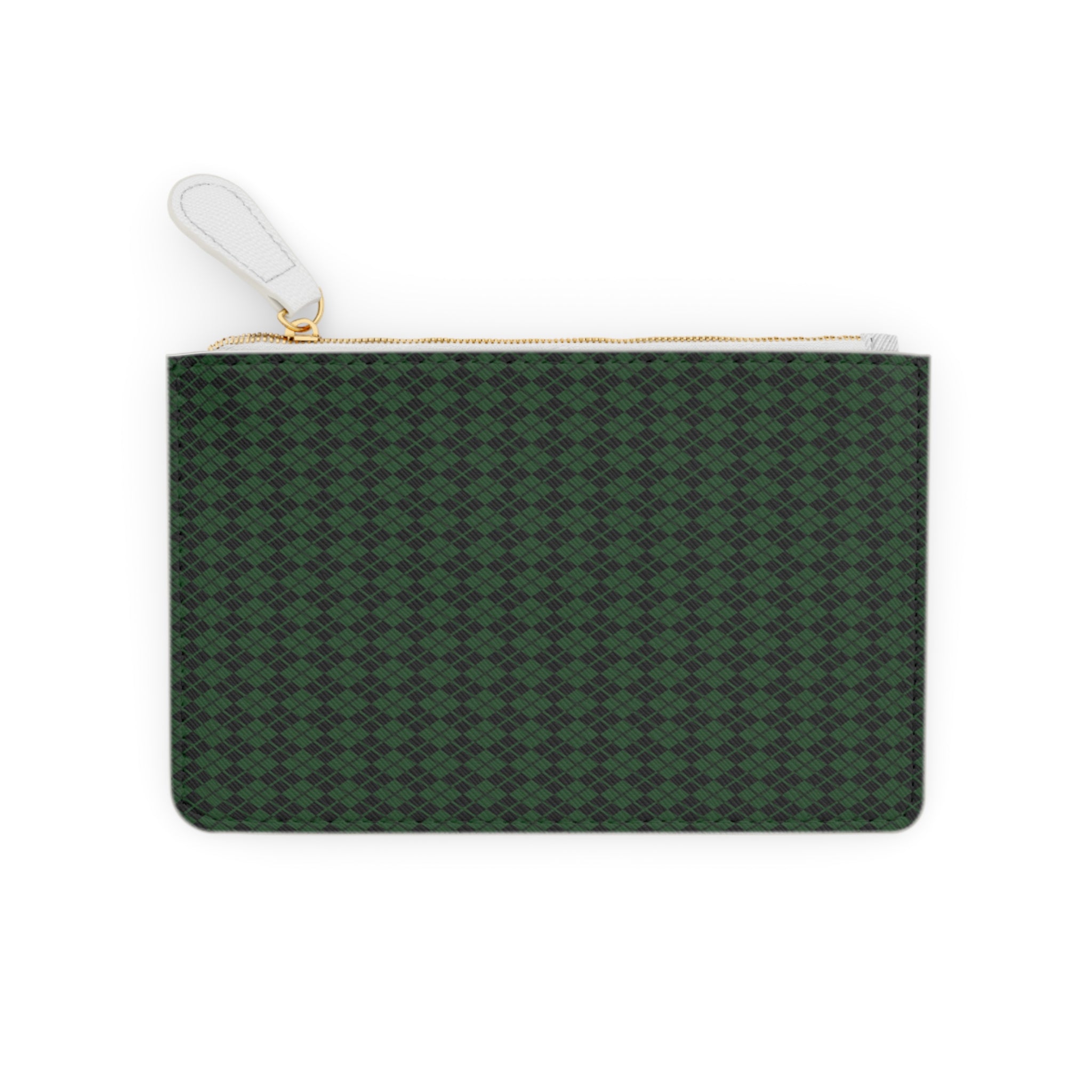Green Geometric Mini Clutch Bag Patterned Zip Pouch for Cards & Essentials