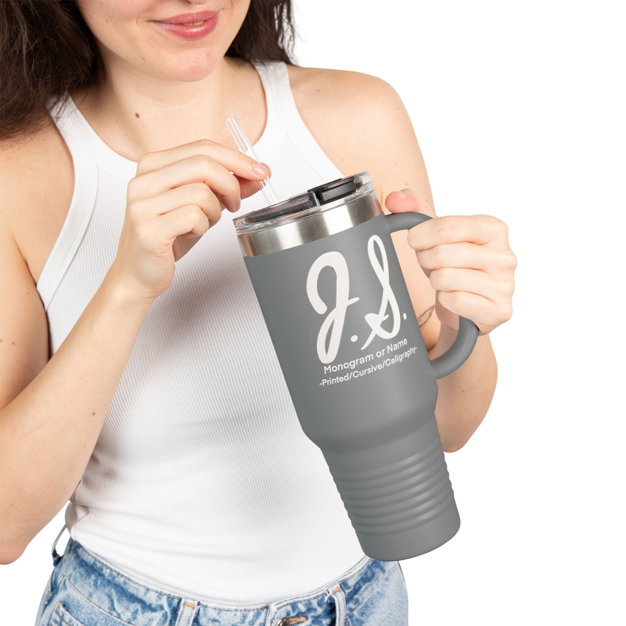 Monogrammed Insulated Travel Mug, 40oz - Custom Monogram Coffee Tumbler for Hot & Cold Drinks, Great Wedding Gift, Birthday Present, [...]