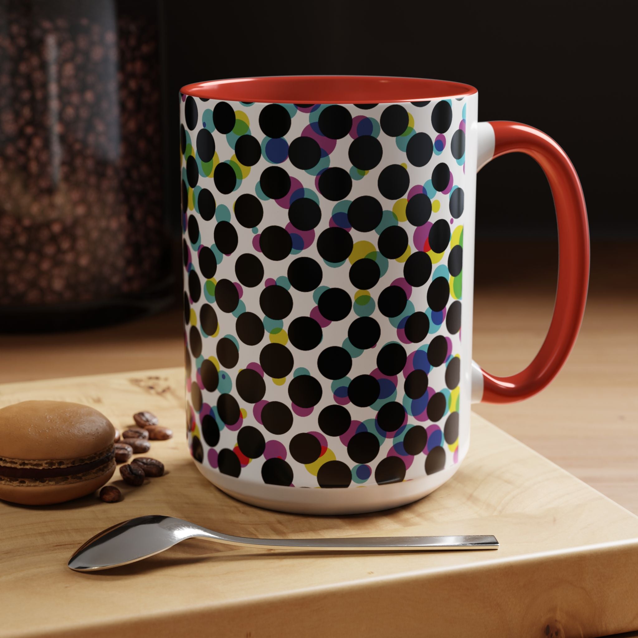Colorful Polka Dot Accent Coffee Mug | Unique Gift for Coffee Lovers, Home Decor, Office Mug, Birthday Present, Fun Drinkware