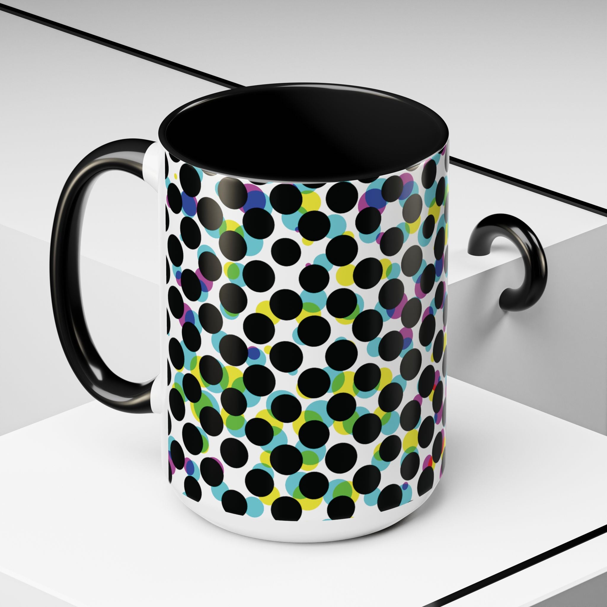 Colorful Polka Dot Accent Coffee Mug | Unique Gift for Coffee Lovers, Home Decor, Office Mug, Birthday Present, Fun Drinkware