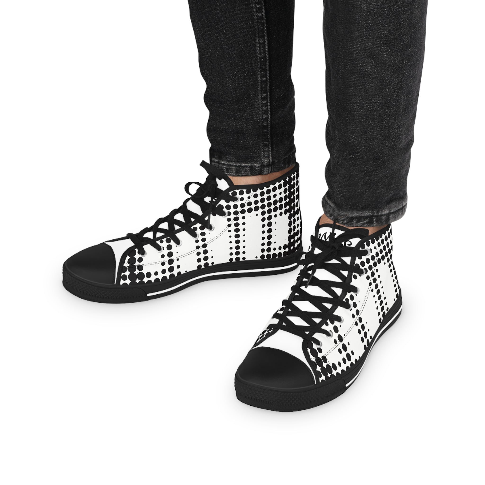 Stylish Men's High Top Sneakers - Trendy Footwear for Fashion Lovers, Casual Outings, Gift for Him, Unique Sneakers, Black White Design