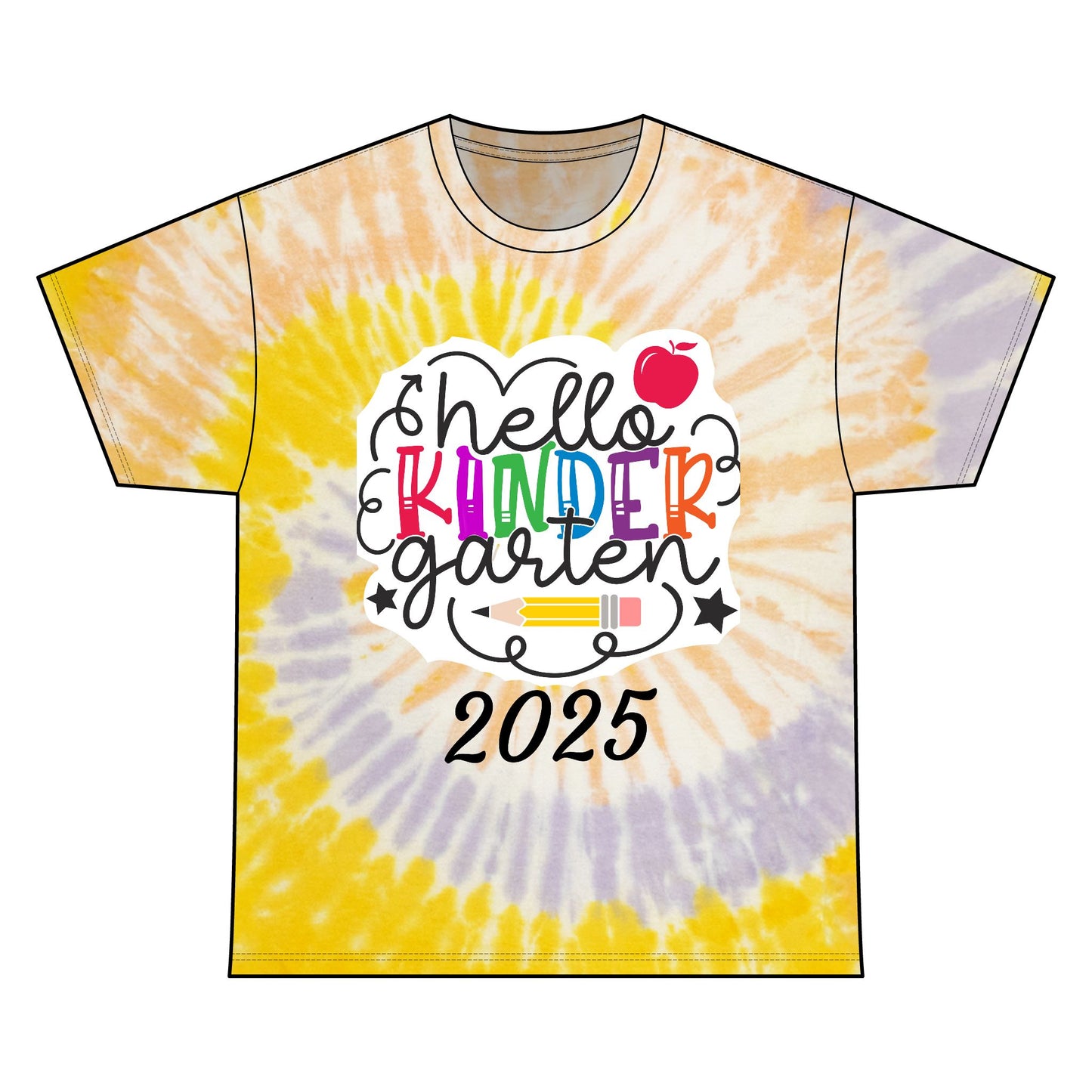 Personalizable Name Hello Kindergarten Tie Dye Tee