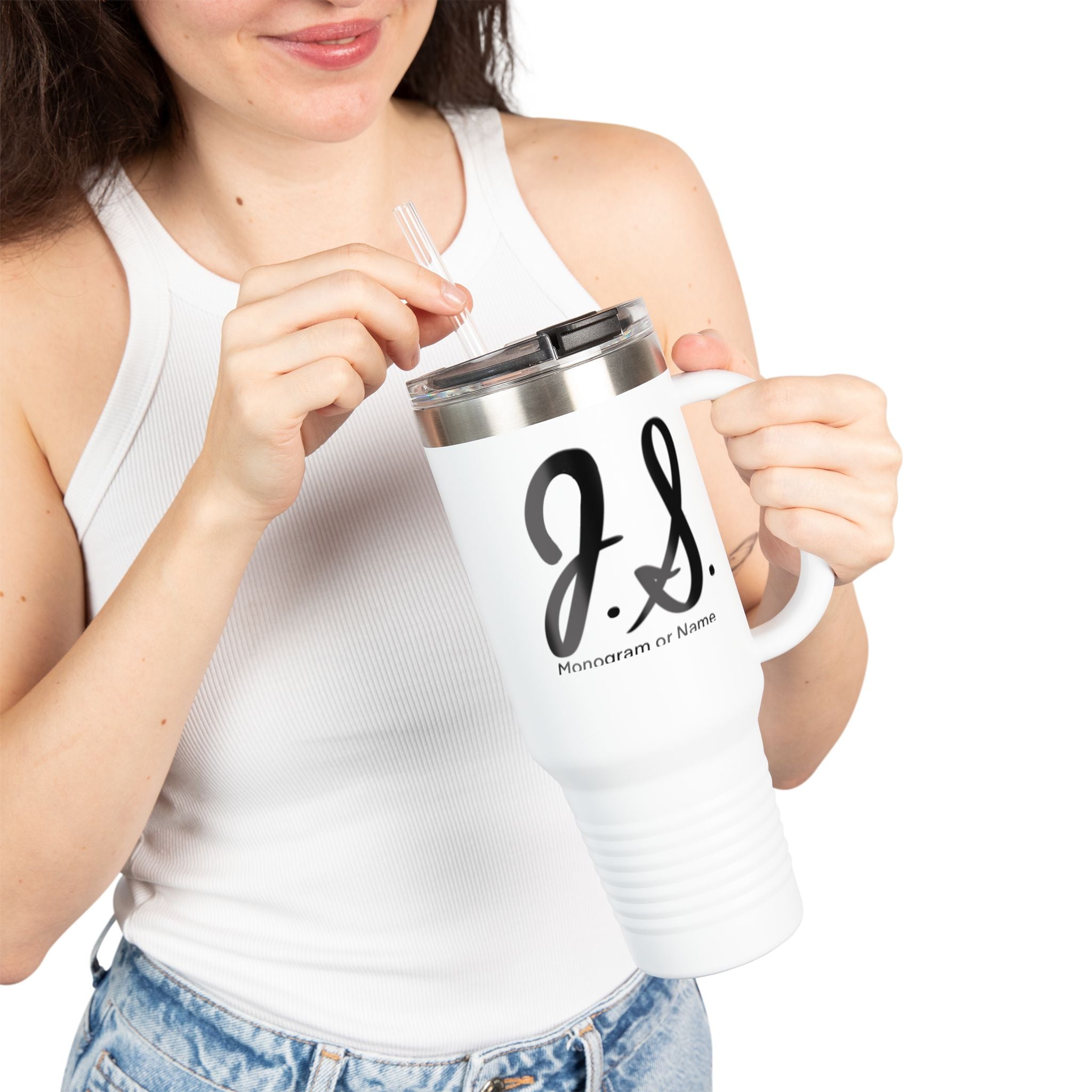 Monogrammed Insulated Travel Mug, 40oz - Custom Monogram Coffee Tumbler for Hot & Cold Drinks, Great Wedding Gift, Birthday Present, [...]