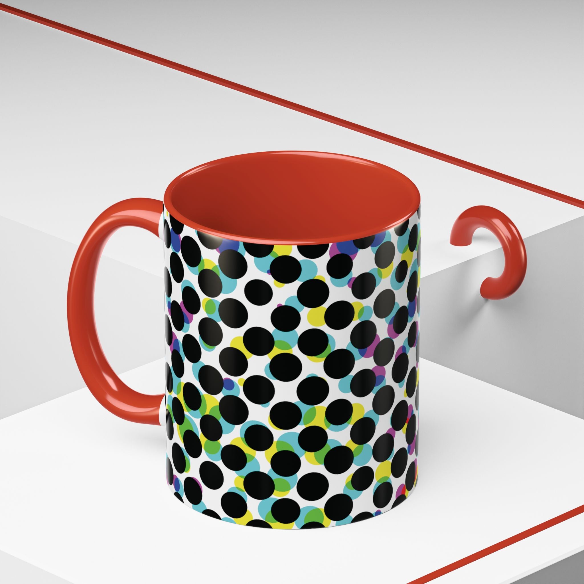 Colorful Polka Dot Accent Coffee Mug | Unique Gift for Coffee Lovers, Home Decor, Office Mug, Birthday Present, Fun Drinkware