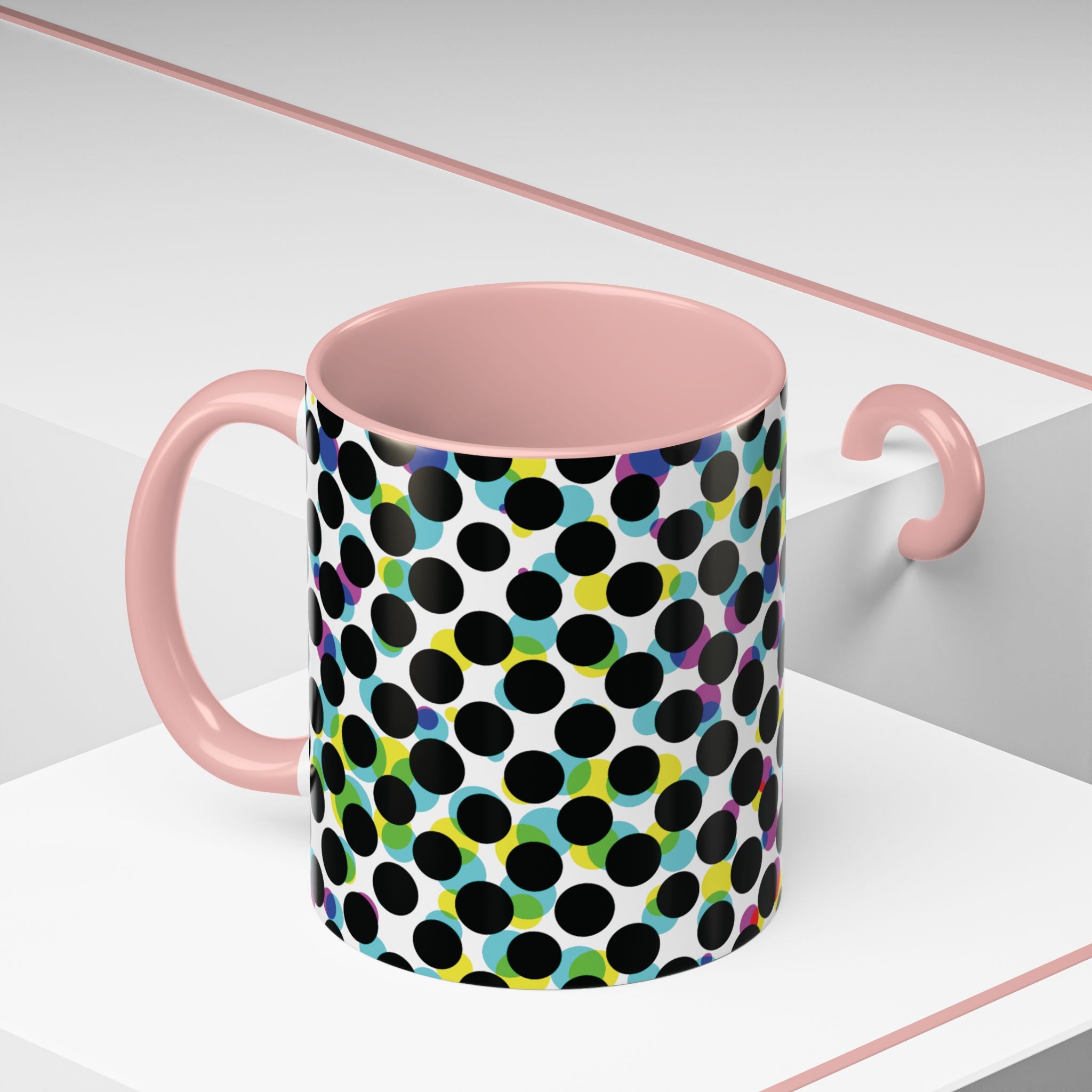 Colorful Polka Dot Accent Coffee Mug | Unique Gift for Coffee Lovers, Home Decor, Office Mug, Birthday Present, Fun Drinkware