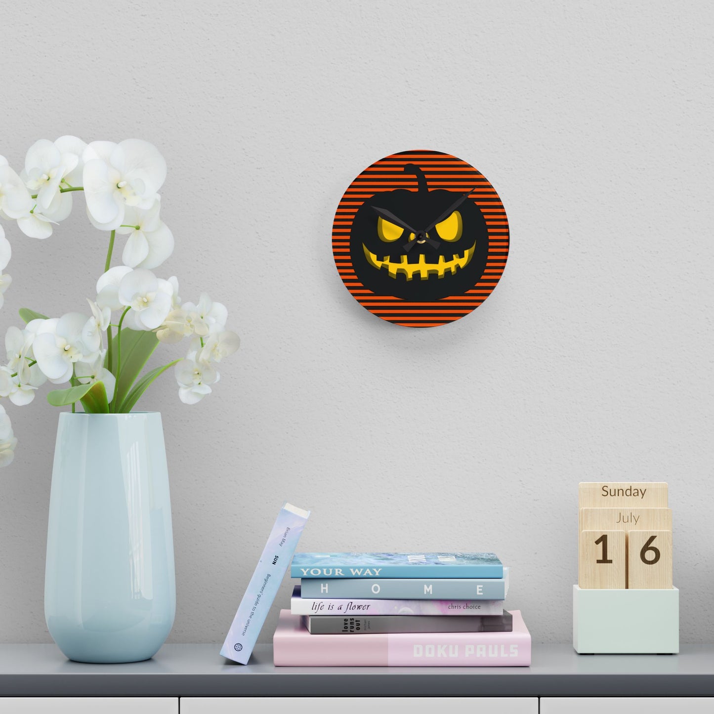 Halloween Pumpkin Acrylic Wall Clock