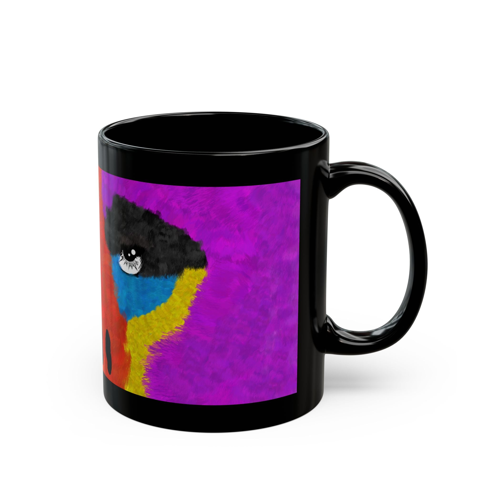 The Elusive Purple Gorilla - A mugging black ceramic Coffee Tea mug