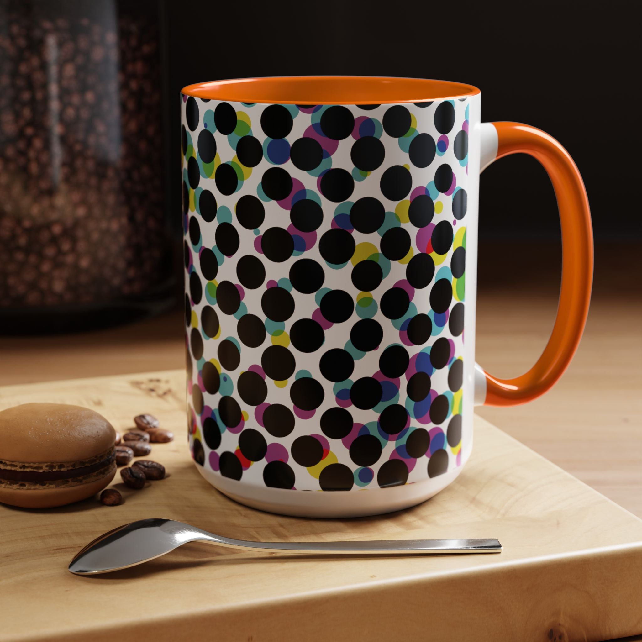 Colorful Polka Dot Accent Coffee Mug | Unique Gift for Coffee Lovers, Home Decor, Office Mug, Birthday Present, Fun Drinkware