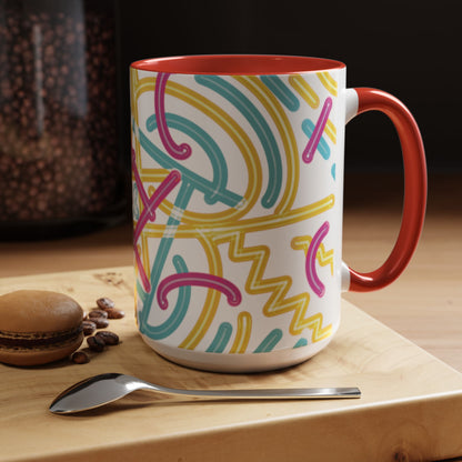 Colorfully Lined Coffee Mug