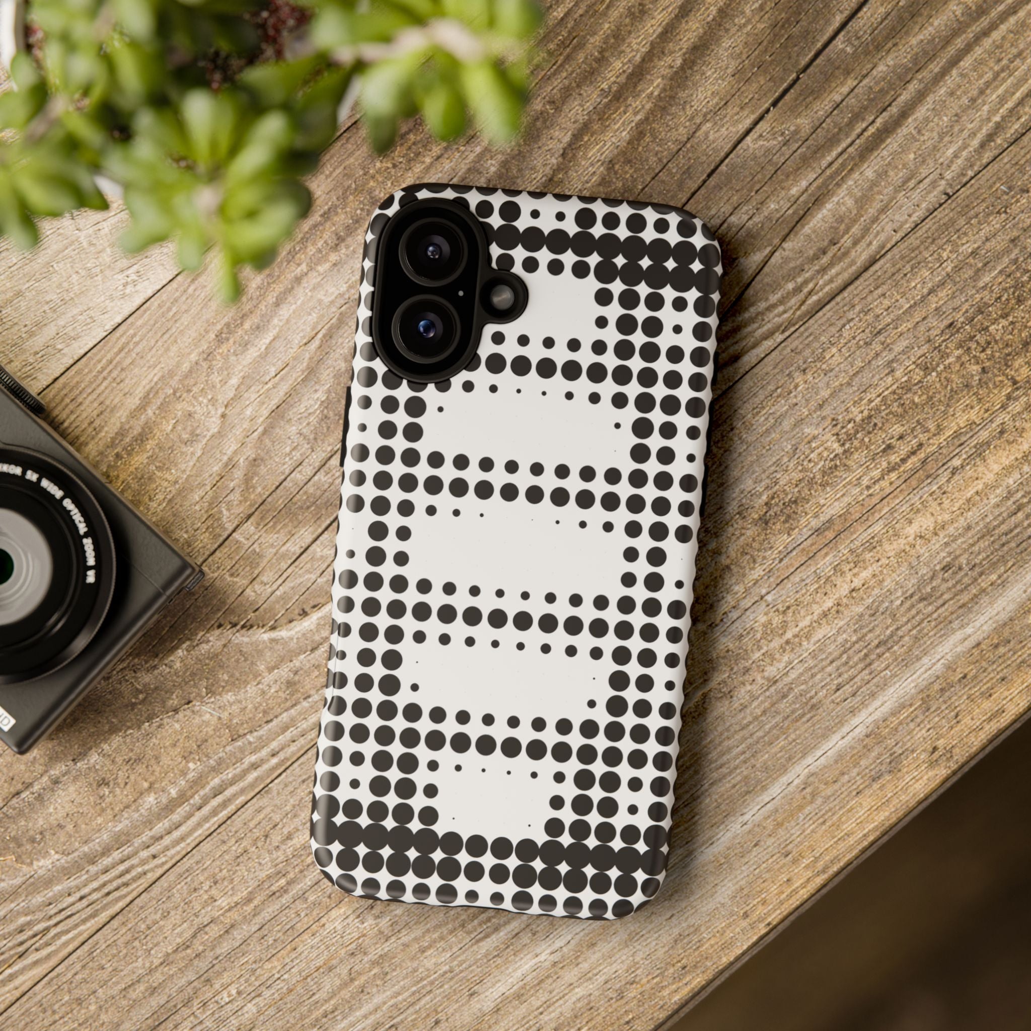 Tough Case for Apple, Google, Samsung, Black and White Dot Design, Cell Phone Case, Unique Gift for Tech Lovers, Modern Decor