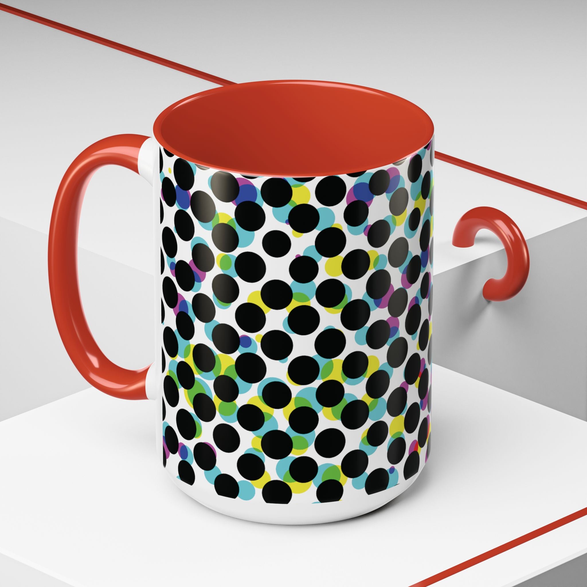 Colorful Polka Dot Accent Coffee Mug | Unique Gift for Coffee Lovers, Home Decor, Office Mug, Birthday Present, Fun Drinkware