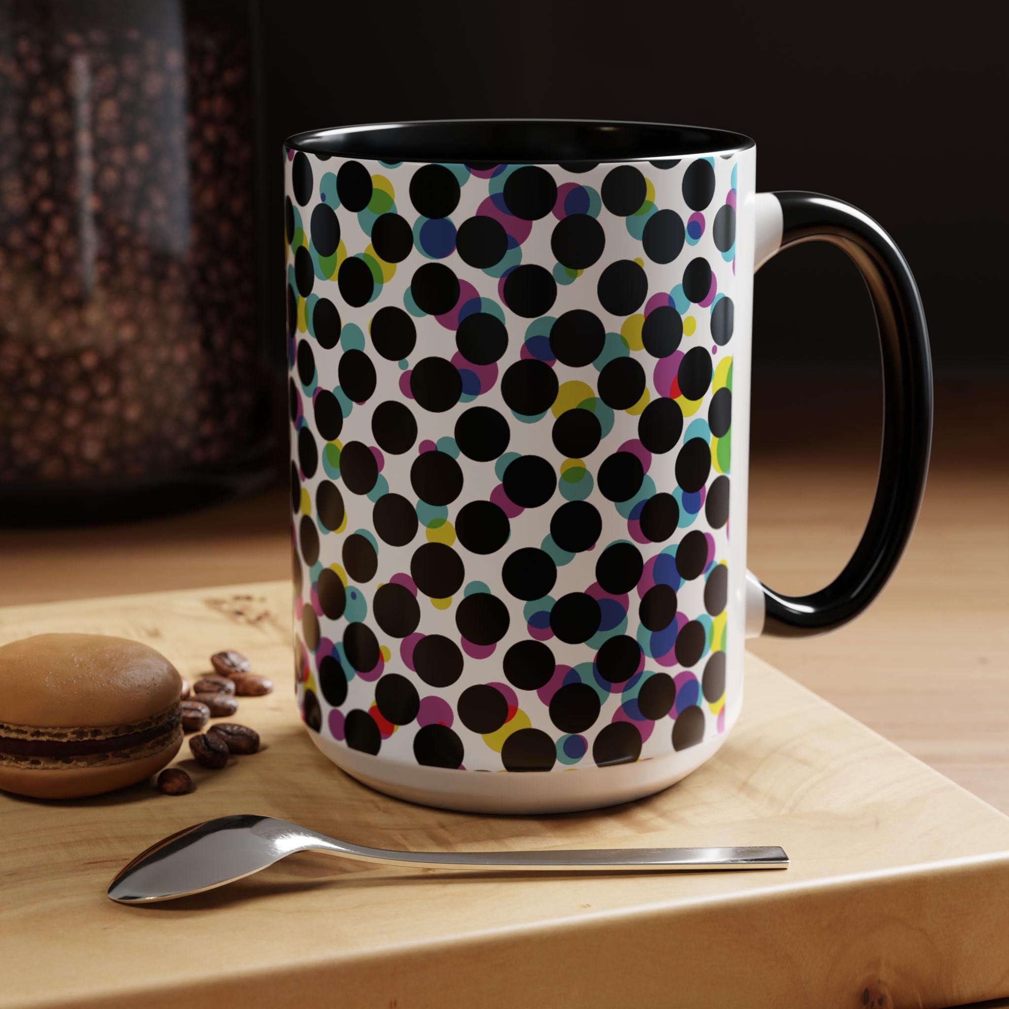 Colorful Polka Dot Accent Coffee Mug | Unique Gift for Coffee Lovers, Home Decor, Office Mug, Birthday Present, Fun Drinkware