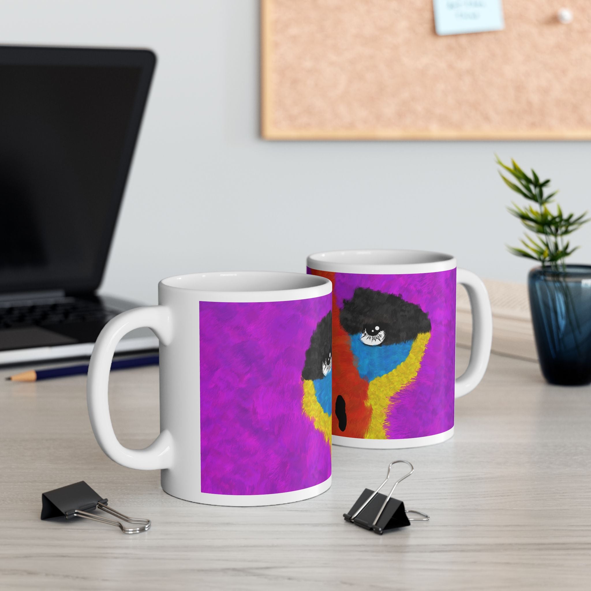 The Elusive Purple Gorilla - A mugging white ceramic Coffee Tea mug