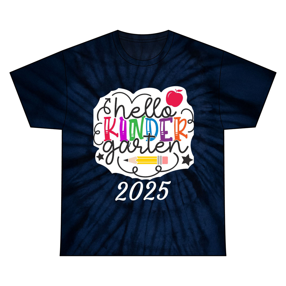 Personalizable Name Hello Kindergarten Tie Dye Tee