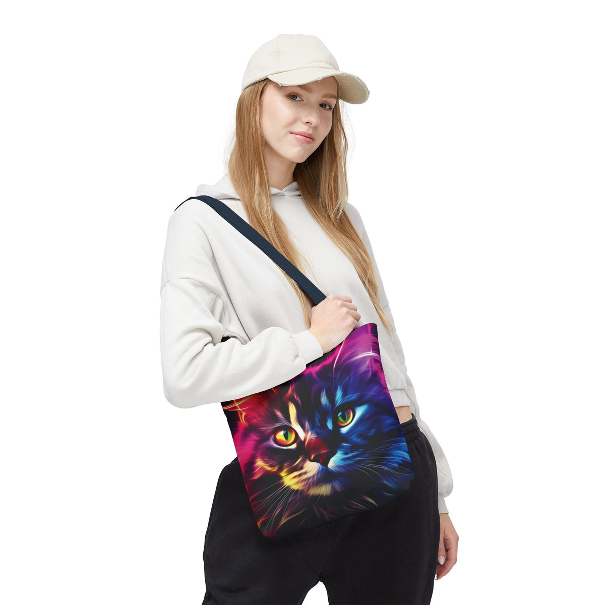 Colorful Animal Art Tote Bag - Vibrant Cat and Lion Design, Pet Lover Gift, Unique Shopping Bag, Artistic Style, Eco-Friendly Carryall