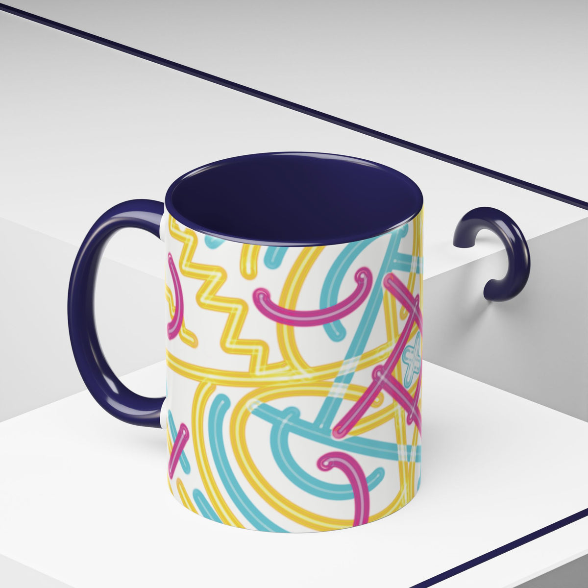 Colorfully Lined Coffee Mug