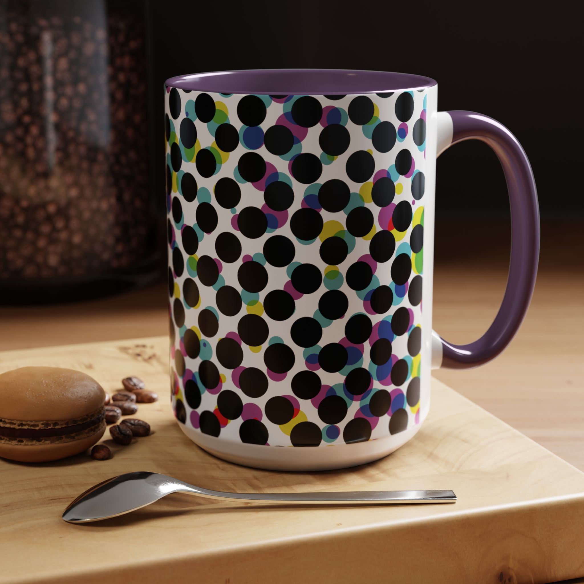 Colorful Polka Dot Accent Coffee Mug | Unique Gift for Coffee Lovers, Home Decor, Office Mug, Birthday Present, Fun Drinkware