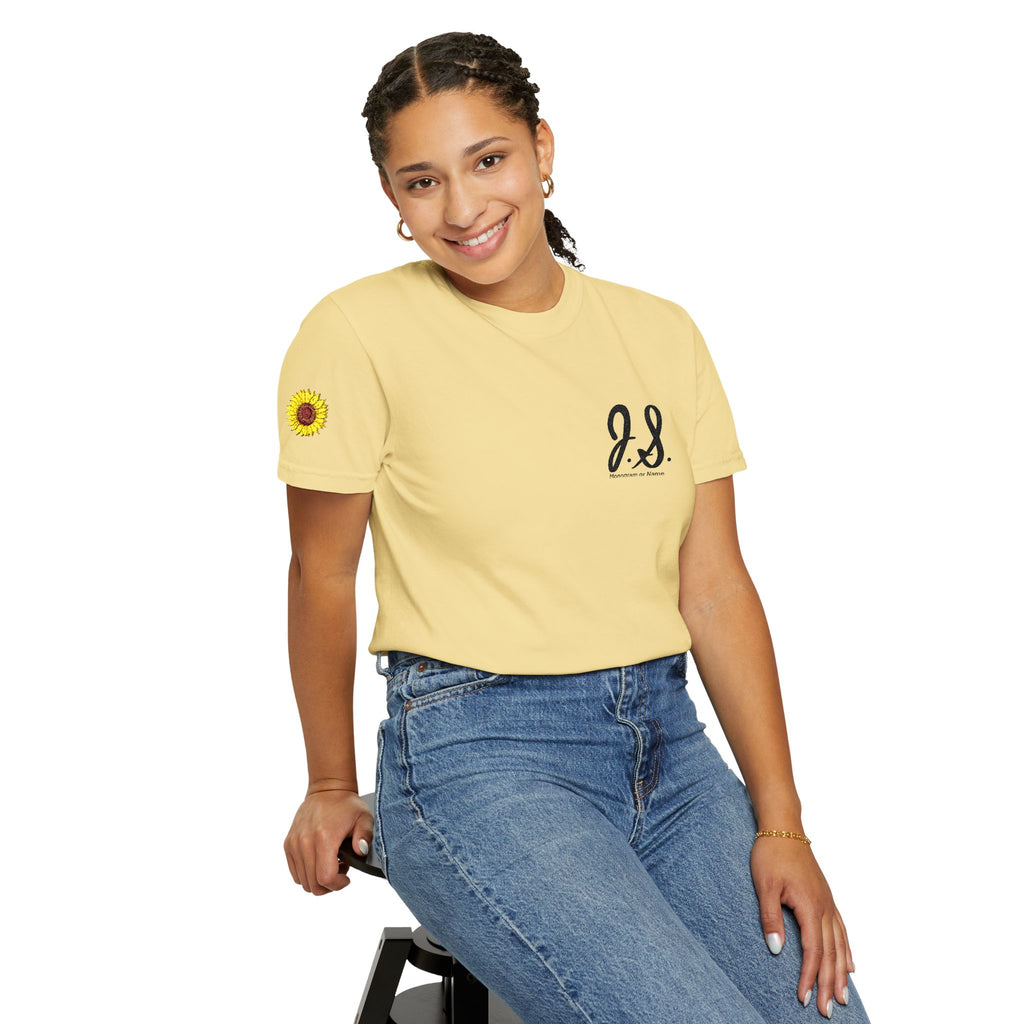 Embroidered Sunflower Monogrammed Unisex T-shirt | Casual Wear, Summer Outfits, Eco-Friendly Fashion, Unique Gift Idea, Vacation Style