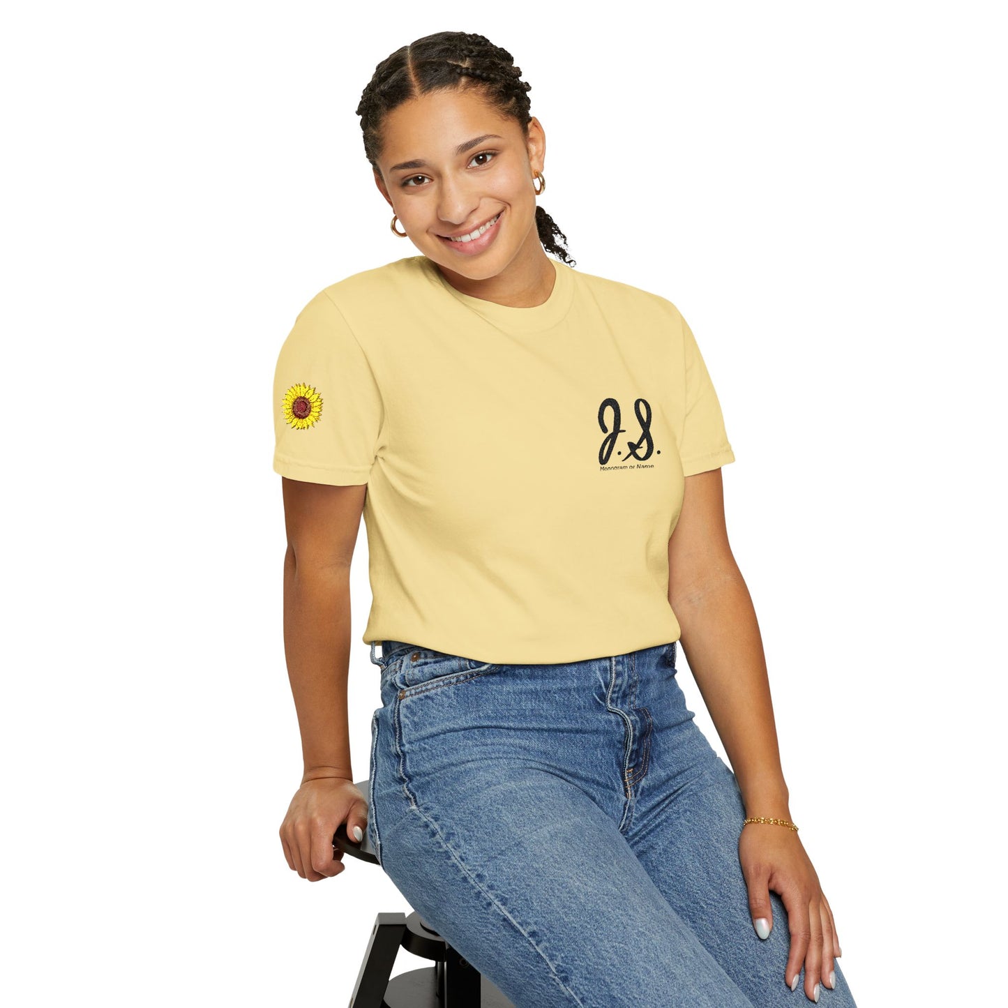 Embroidered Sunflower Monogrammed Unisex T-shirt