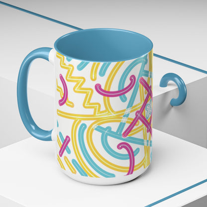 Colorfully Lined Coffee Mug
