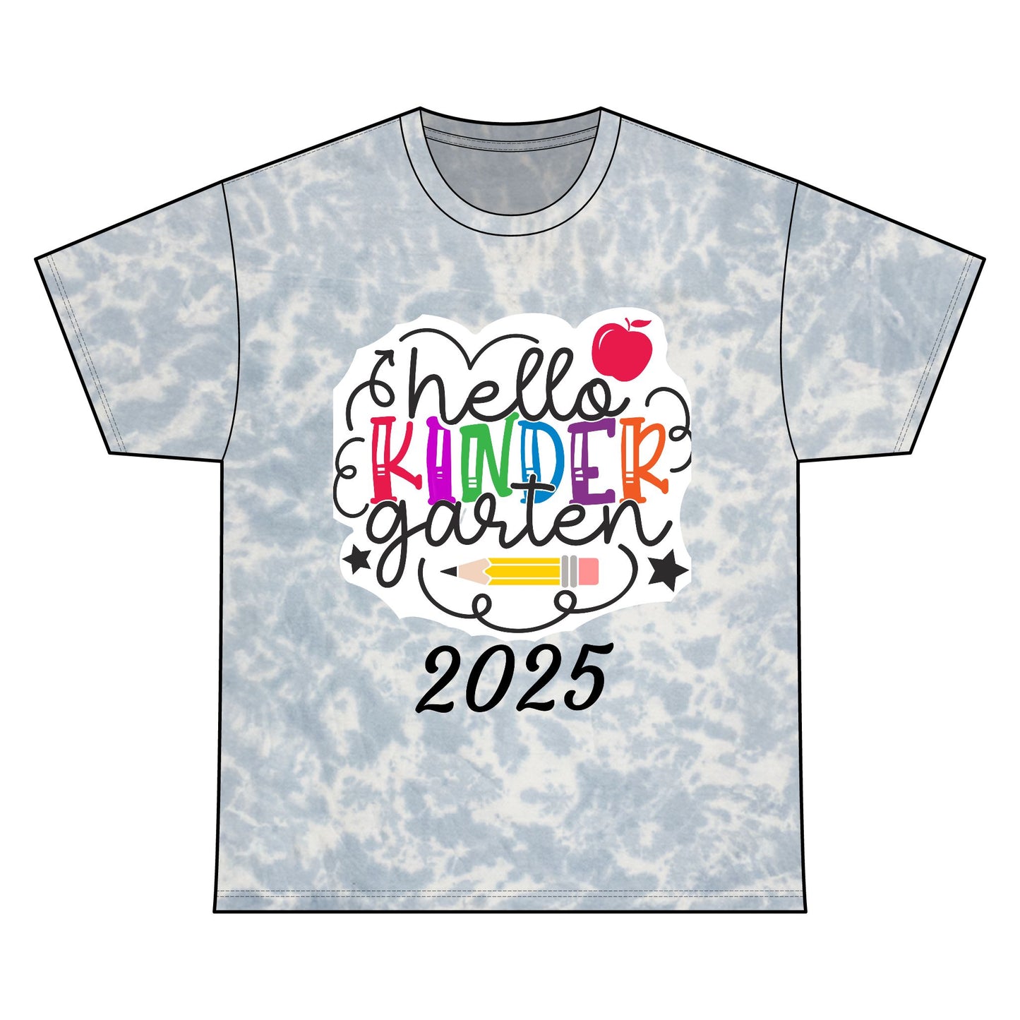 Personalizable Name Hello Kindergarten Tie Dye Tee