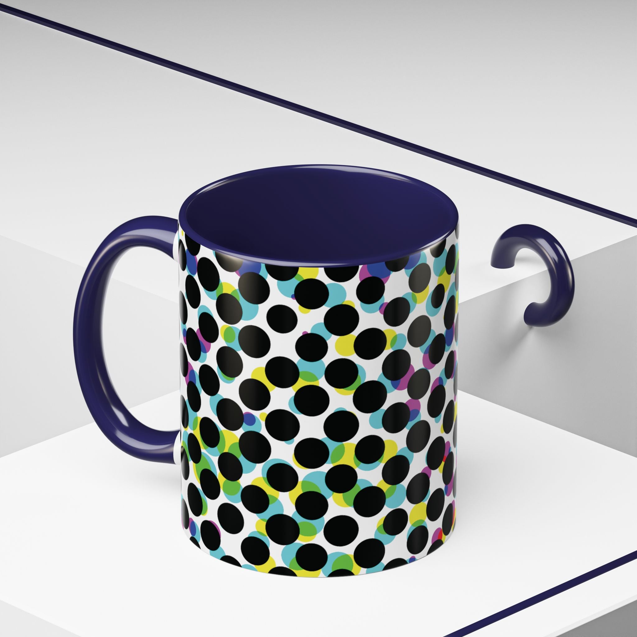 Colorful Polka Dot Accent Coffee Mug | Unique Gift for Coffee Lovers, Home Decor, Office Mug, Birthday Present, Fun Drinkware