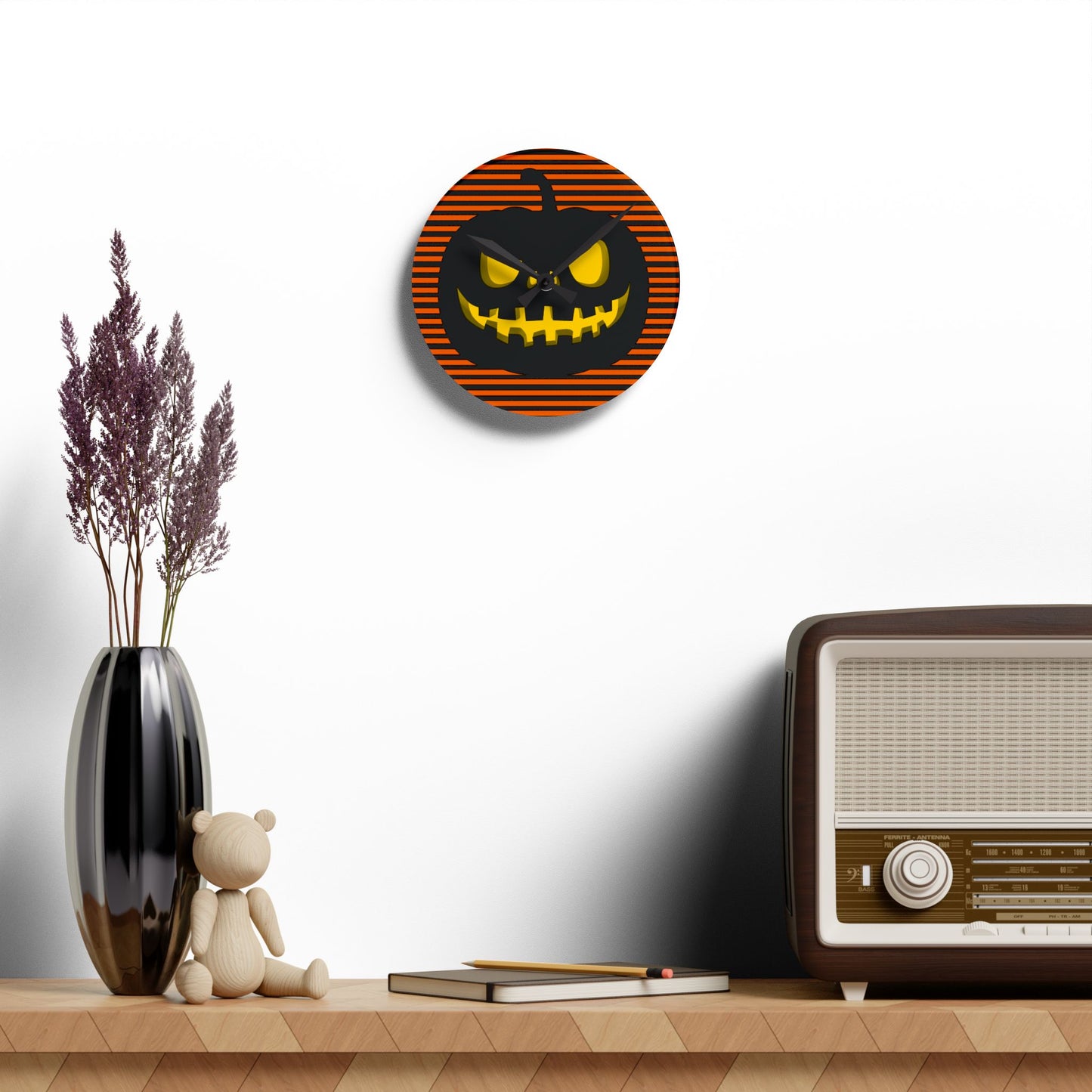 Halloween Pumpkin Acrylic Wall Clock
