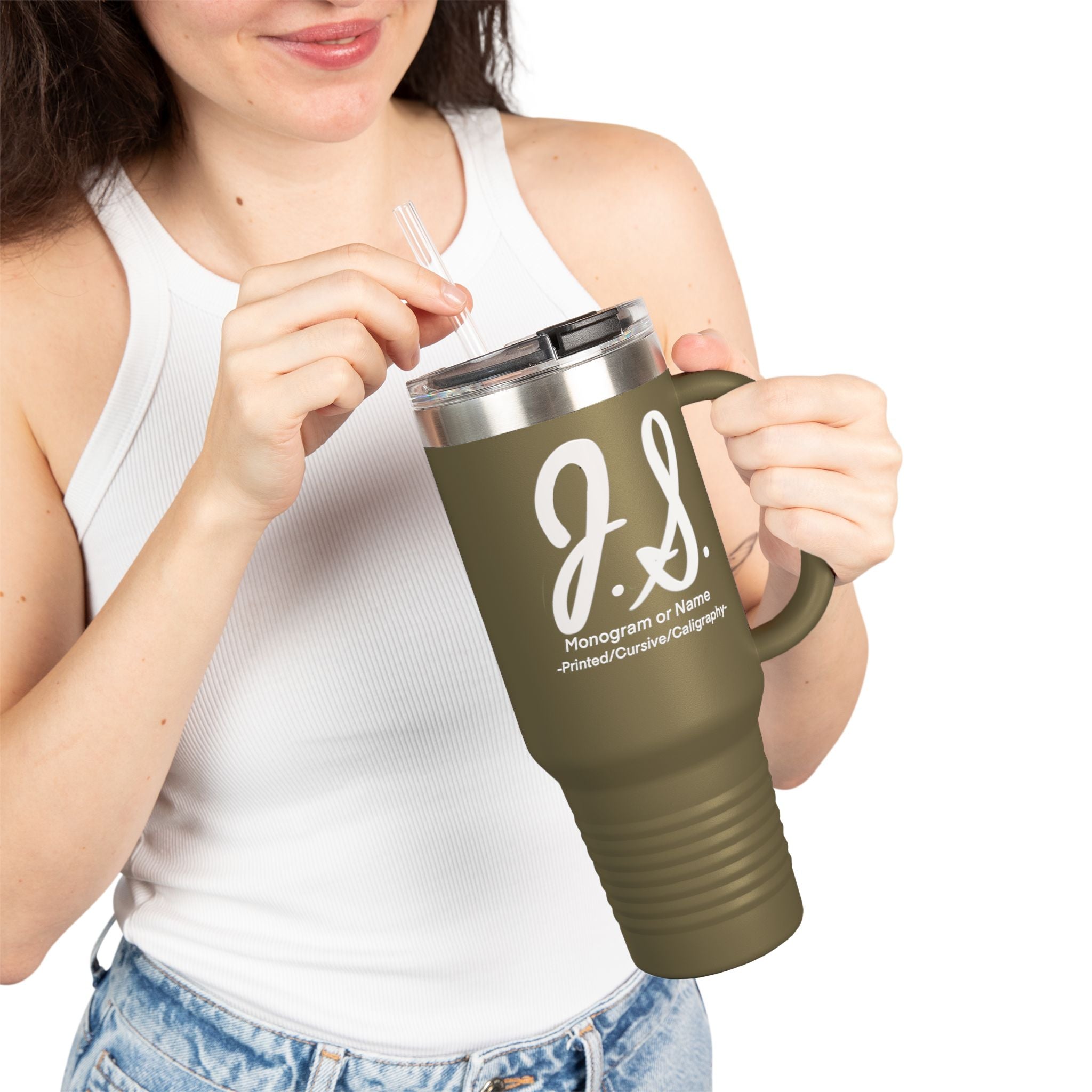 Monogrammed Insulated Travel Mug, 40oz - Custom Monogram Coffee Tumbler for Hot & Cold Drinks, Great Wedding Gift, Birthday Present, [...]