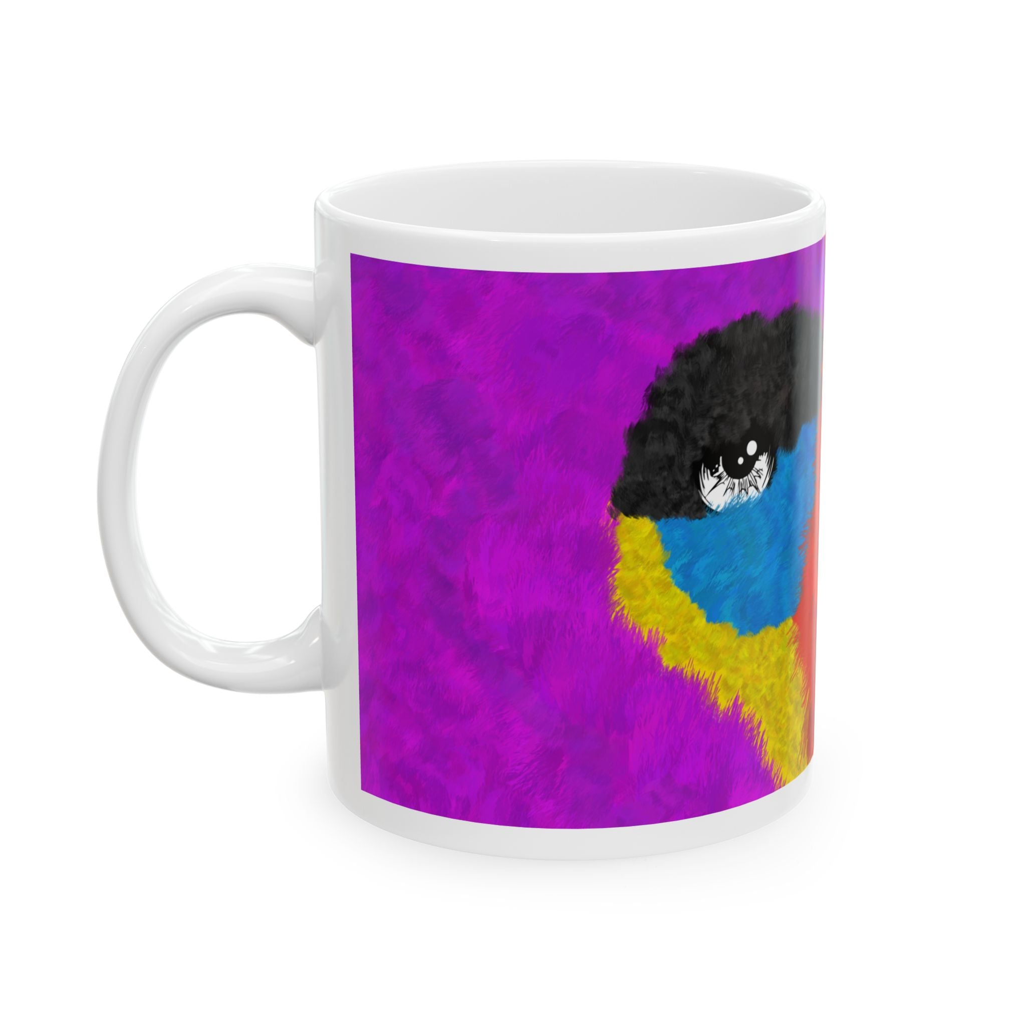 The Elusive Purple Gorilla - A mugging white ceramic Coffee Tea mug