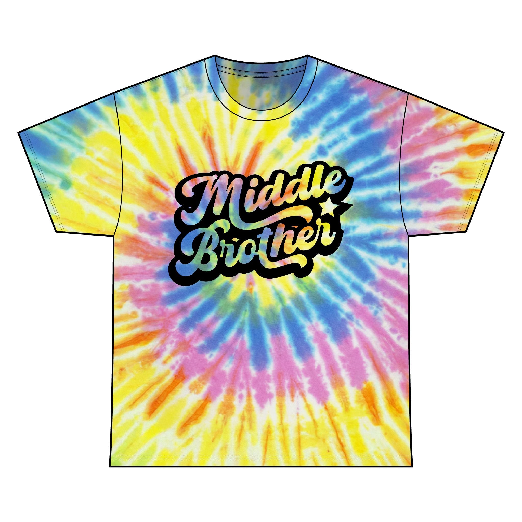 Middle Brother Tie Dye Tee, Unisex Cotton T-Shirt for Siblings, Birthday Gift, Casual Wear, Family Reunion, Customized Tie Dye