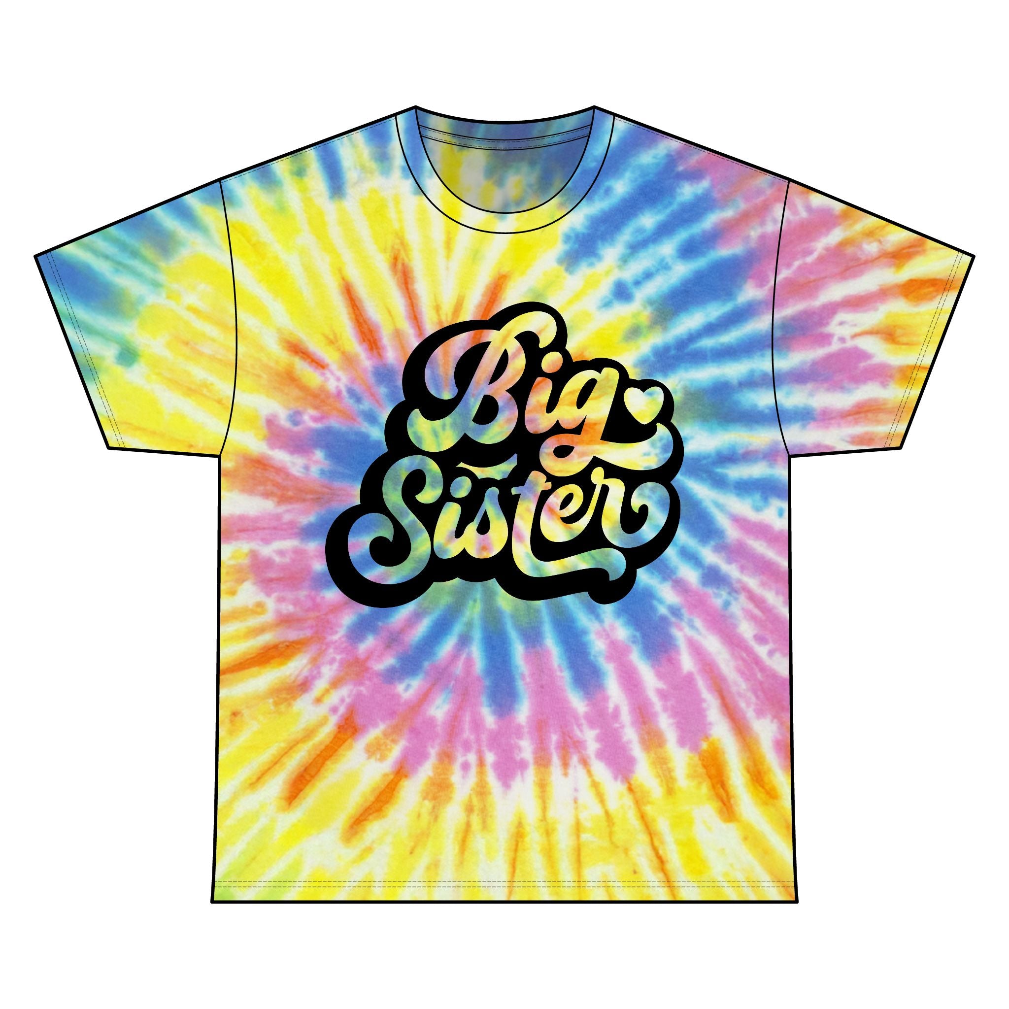 Big Sister Tie Dye Tee, Gift for New Big Sisters, Fun Family Tee, Birthday Gift, Tie Dye Kids Shirt, Summer Family Outing