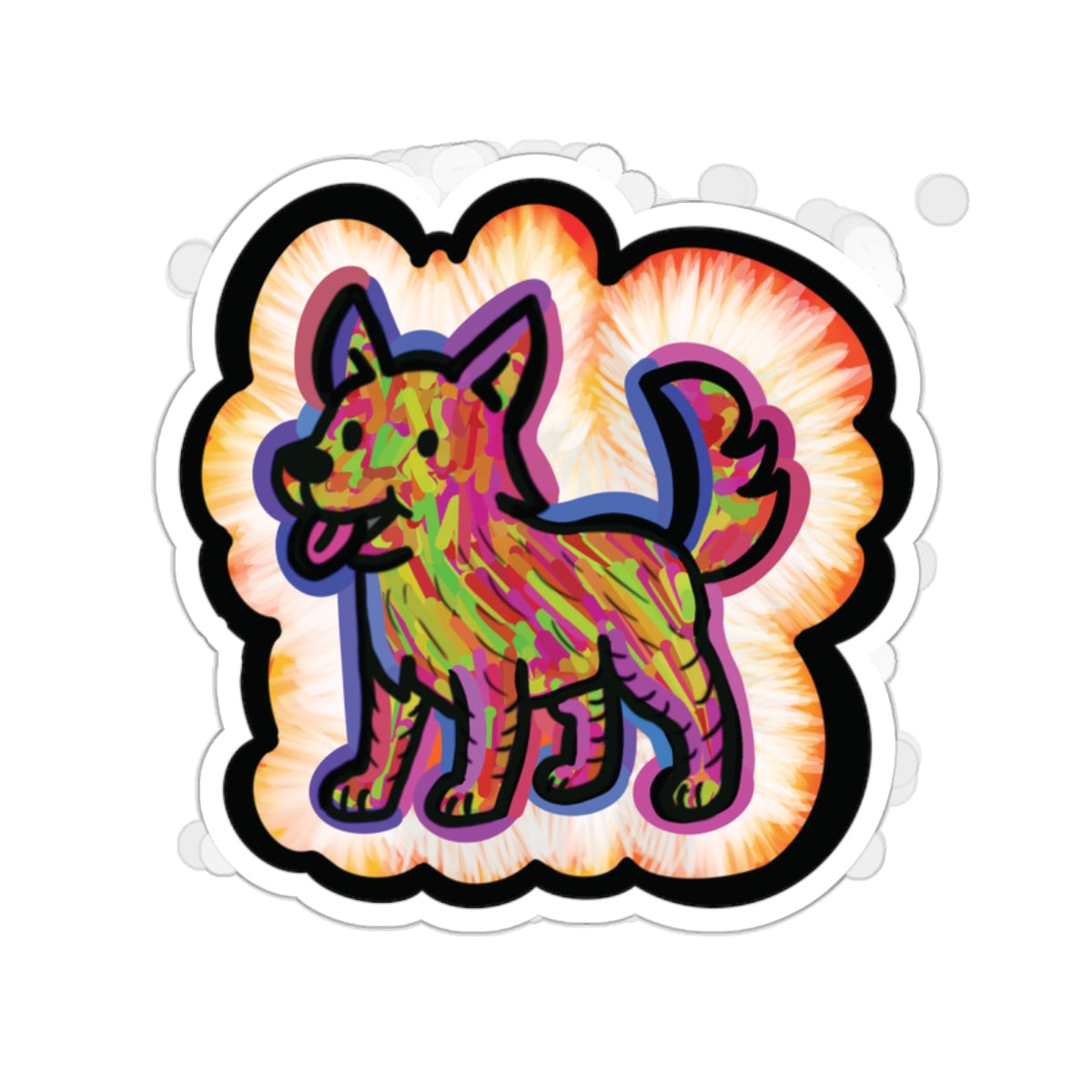 Heaven’s Best Friend, Zeus. Colorful Dog Stickers to celebrate the life or memorialize those fur babies who've taken a walk down rainbow road.