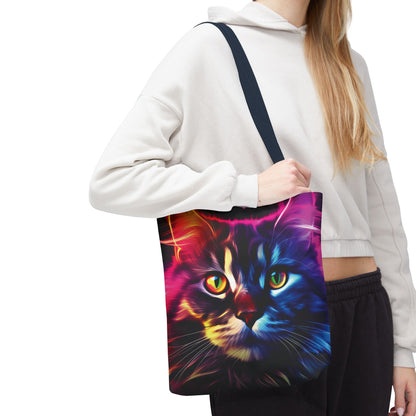 Colorful Animal Art Tote Bag - Vibrant Cat and Lion Design, Pet Lover Gift, Unique Shopping Bag, Artistic Style, Eco-Friendly Carryall