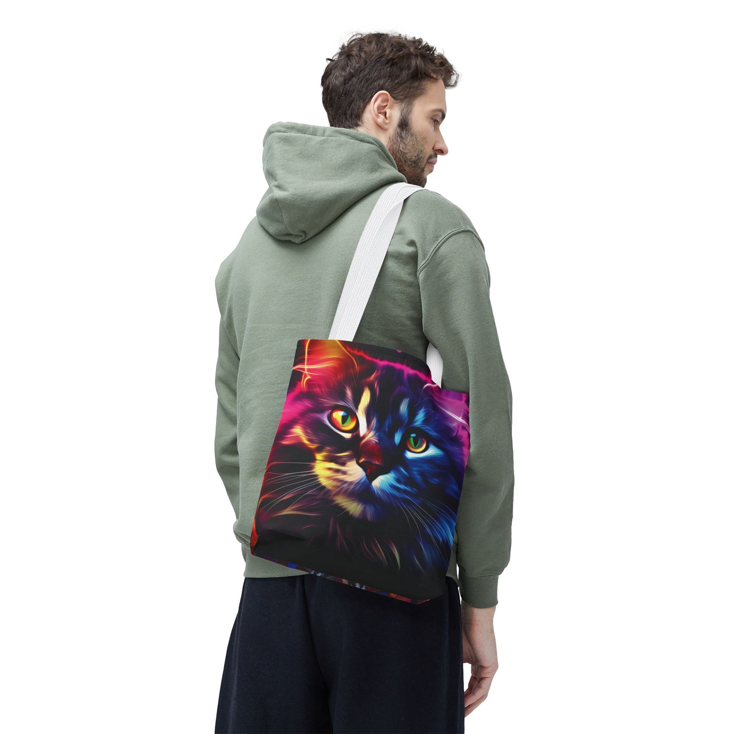 Colorful Animal Art Tote Bag - Vibrant Cat and Lion Design, Pet Lover Gift, Unique Shopping Bag, Artistic Style, Eco-Friendly Carryall