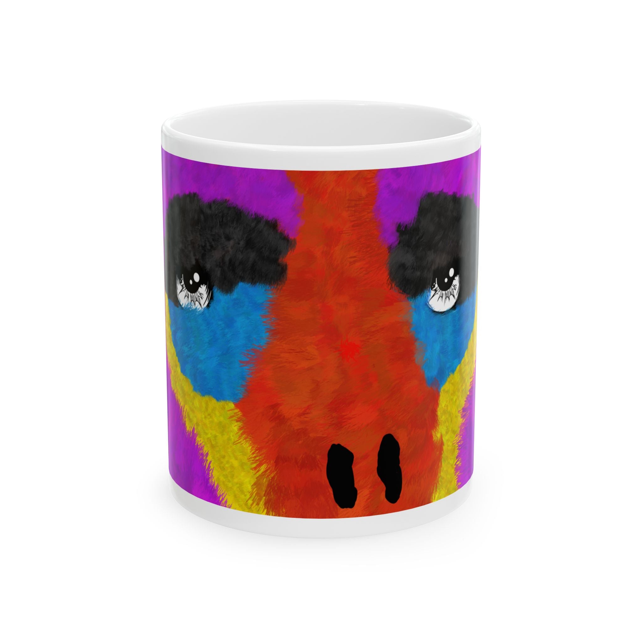 The Elusive Purple Gorilla - A mugging white ceramic Coffee Tea mug