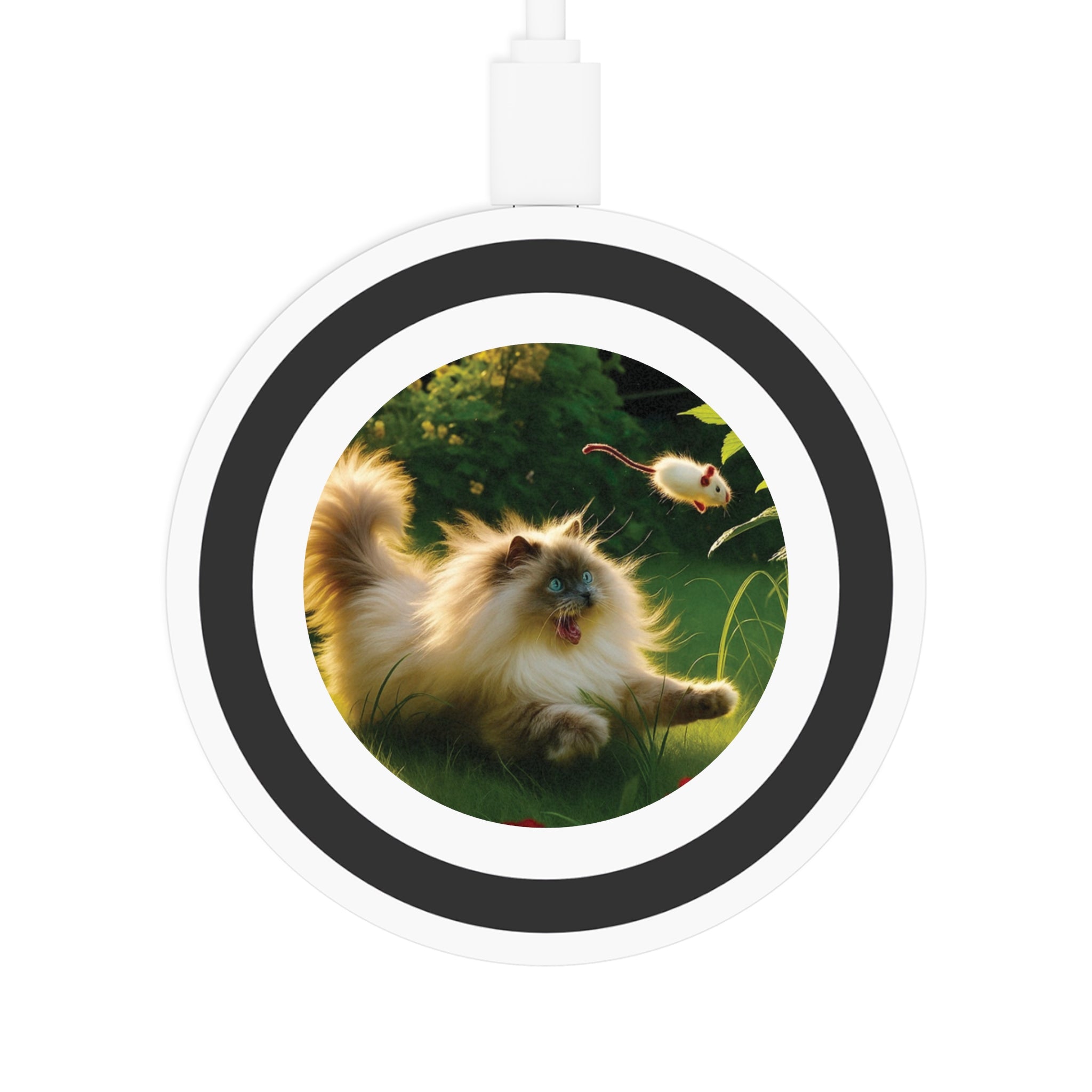 Quake Cat-Themed Wireless Charging Pad, Cute Gadget for Cat Lovers, Pet Accessory, Fun Home Décor, Animal Gifts, Unique Charging Station