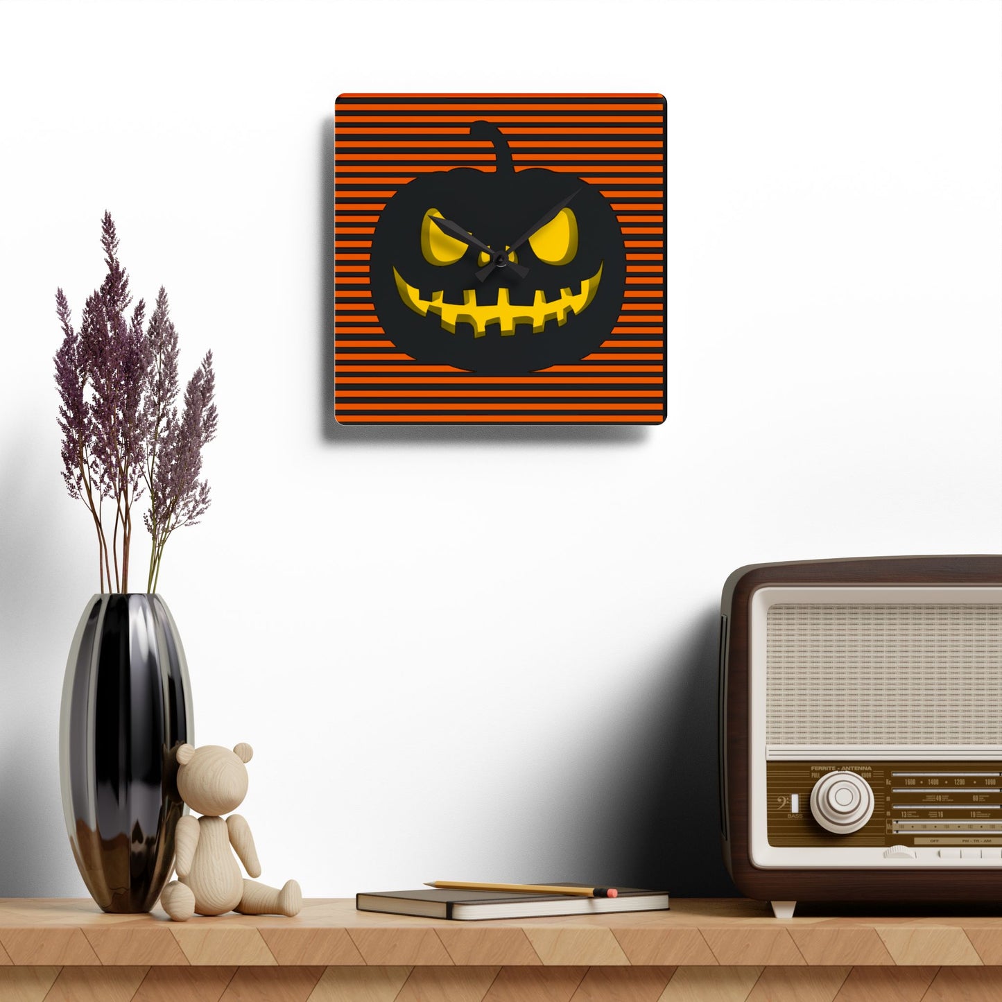 Halloween Pumpkin Acrylic Wall Clock