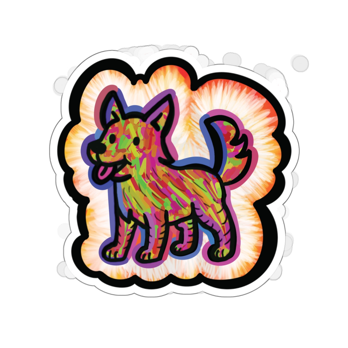 Heaven’s Best Friend, Zeus. Colorful Dog Stickers to celebrate the life or memorialize those fur babies who've taken a walk down rainbow road.