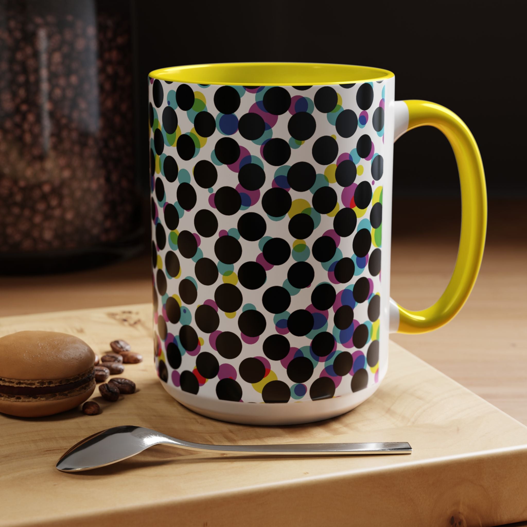 Colorful Polka Dot Accent Coffee Mug | Unique Gift for Coffee Lovers, Home Decor, Office Mug, Birthday Present, Fun Drinkware