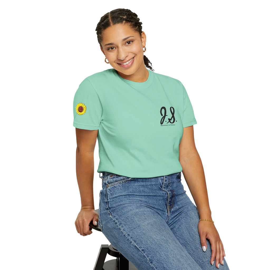 Embroidered Sunflower Monogrammed Unisex T-shirt | Casual Wear, Summer Outfits, Eco-Friendly Fashion, Unique Gift Idea, Vacation Style