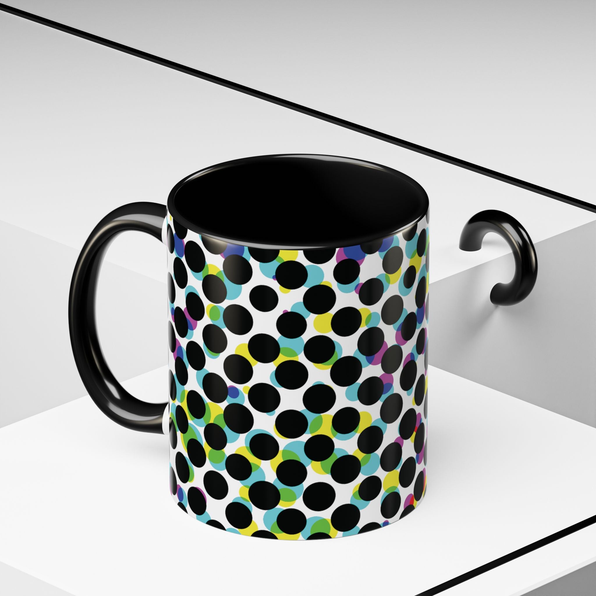 Colorful Polka Dot Accent Coffee Mug | Unique Gift for Coffee Lovers, Home Decor, Office Mug, Birthday Present, Fun Drinkware
