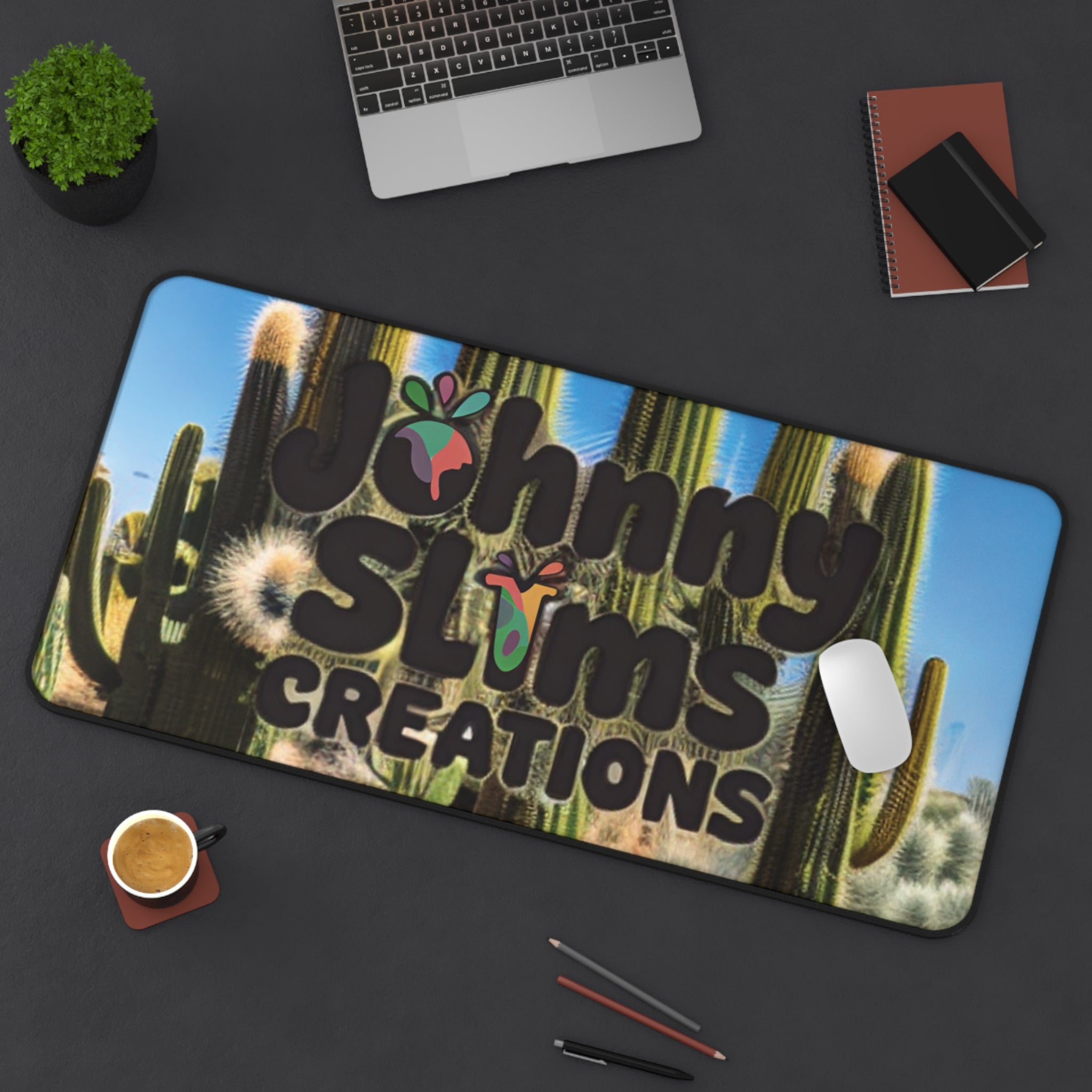 Cactus-Themed Desk Mat, Home Office Decor, Unique Desk Accessory, Gifts for Creatives, Desk Essentials