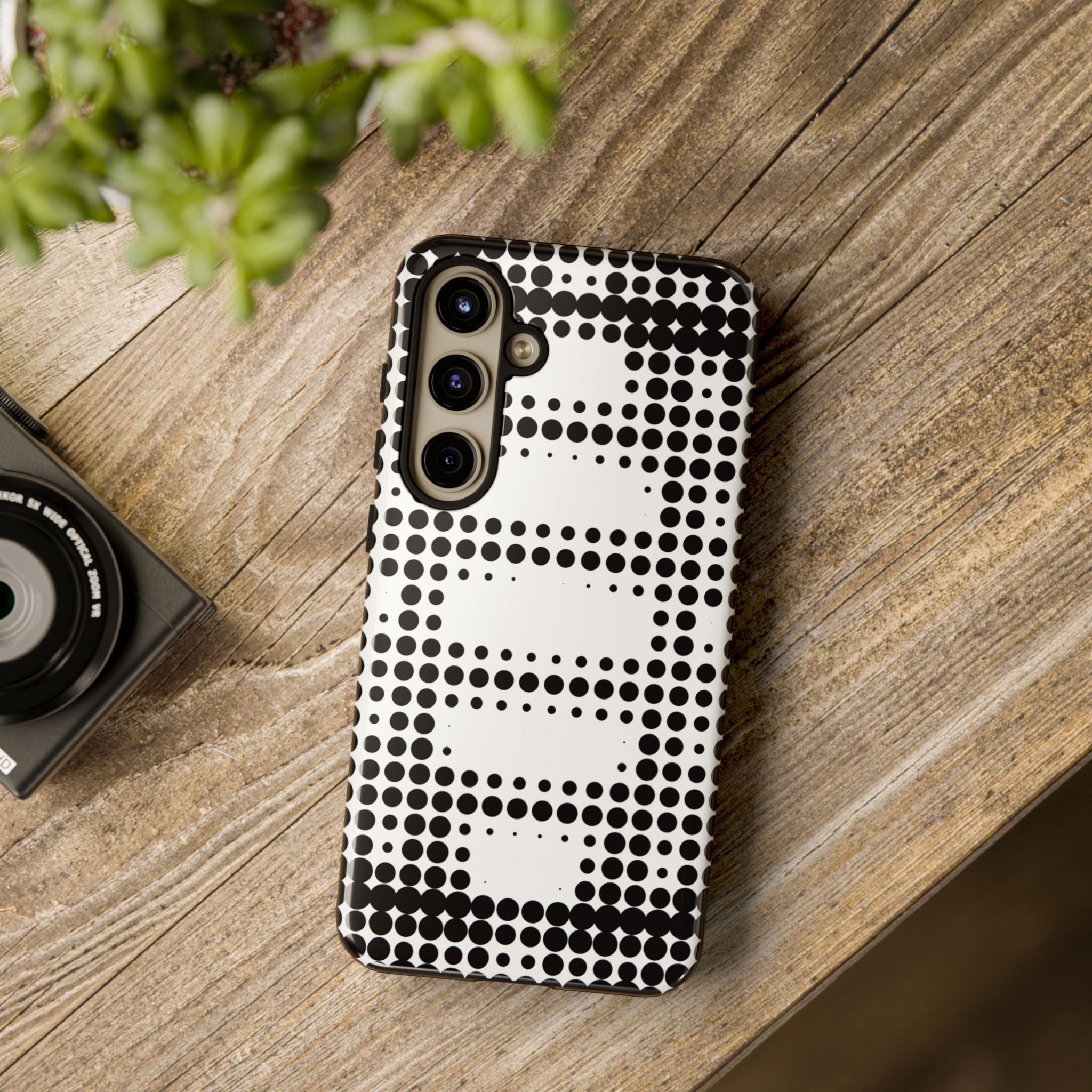 Tough Case for Apple, Google, Samsung, Black and White Dot Design, Cell Phone Case, Unique Gift for Tech Lovers, Modern Decor