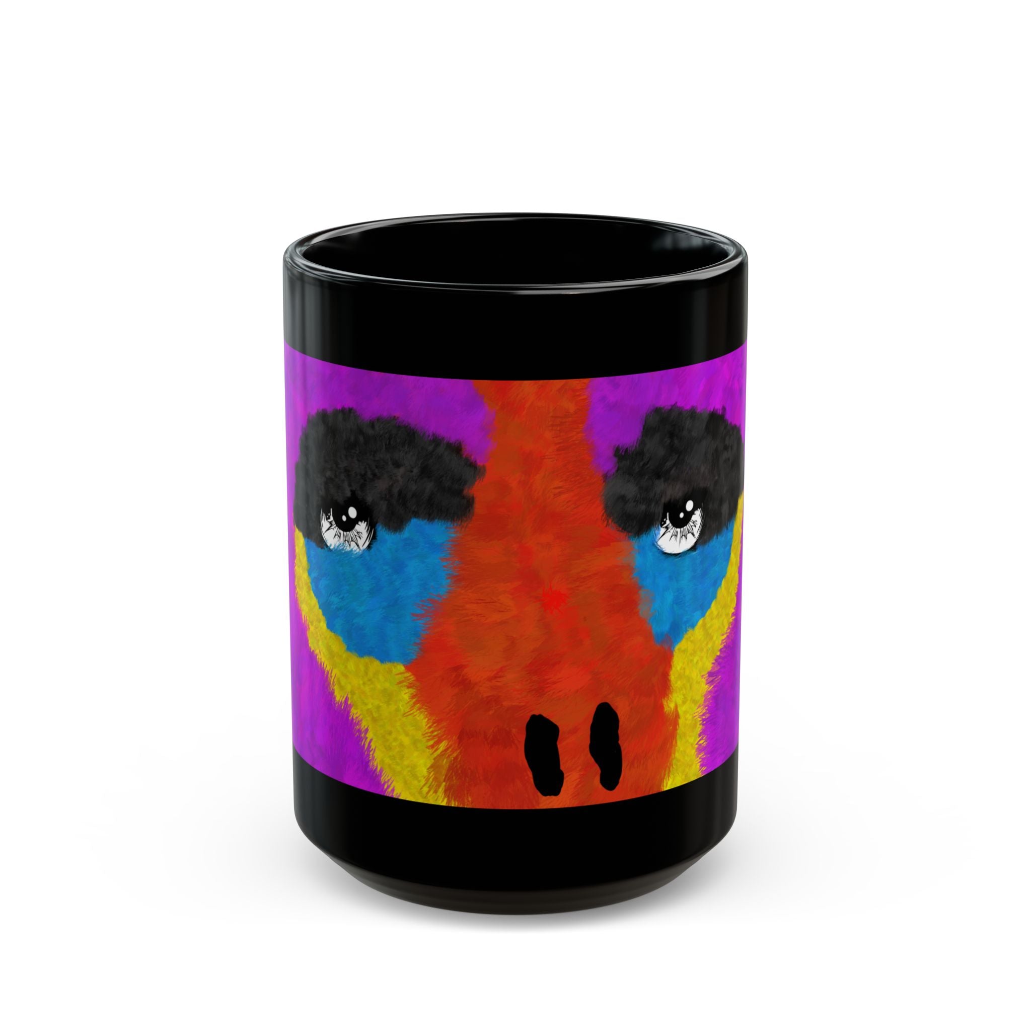 The Elusive Purple Gorilla - A mugging black ceramic Coffee Tea mug